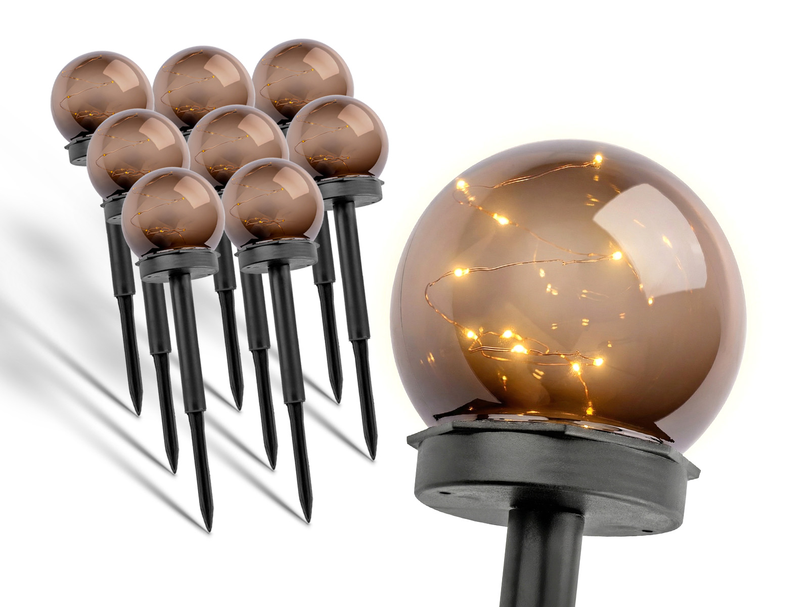 8x Słupek ogrodowy Solar LED GLOBE 3000K IP44